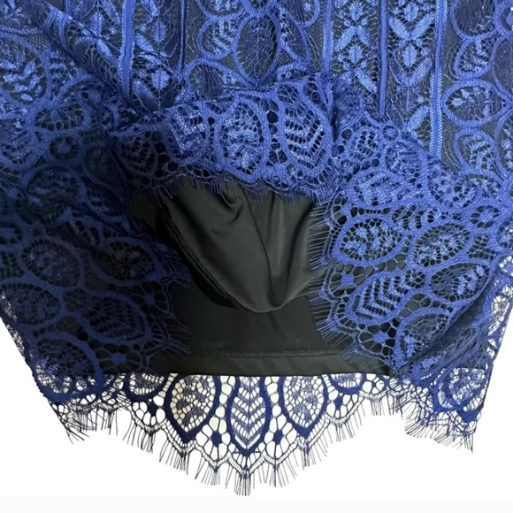 NWT Free People Lyla Royal blue & black lace mini dress.Medium for love & lemons - Picture 9 of 11